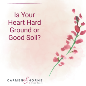 Graphic with flower and with episode title: Is Your Heart Hard Ground or Good Soil? | EP67